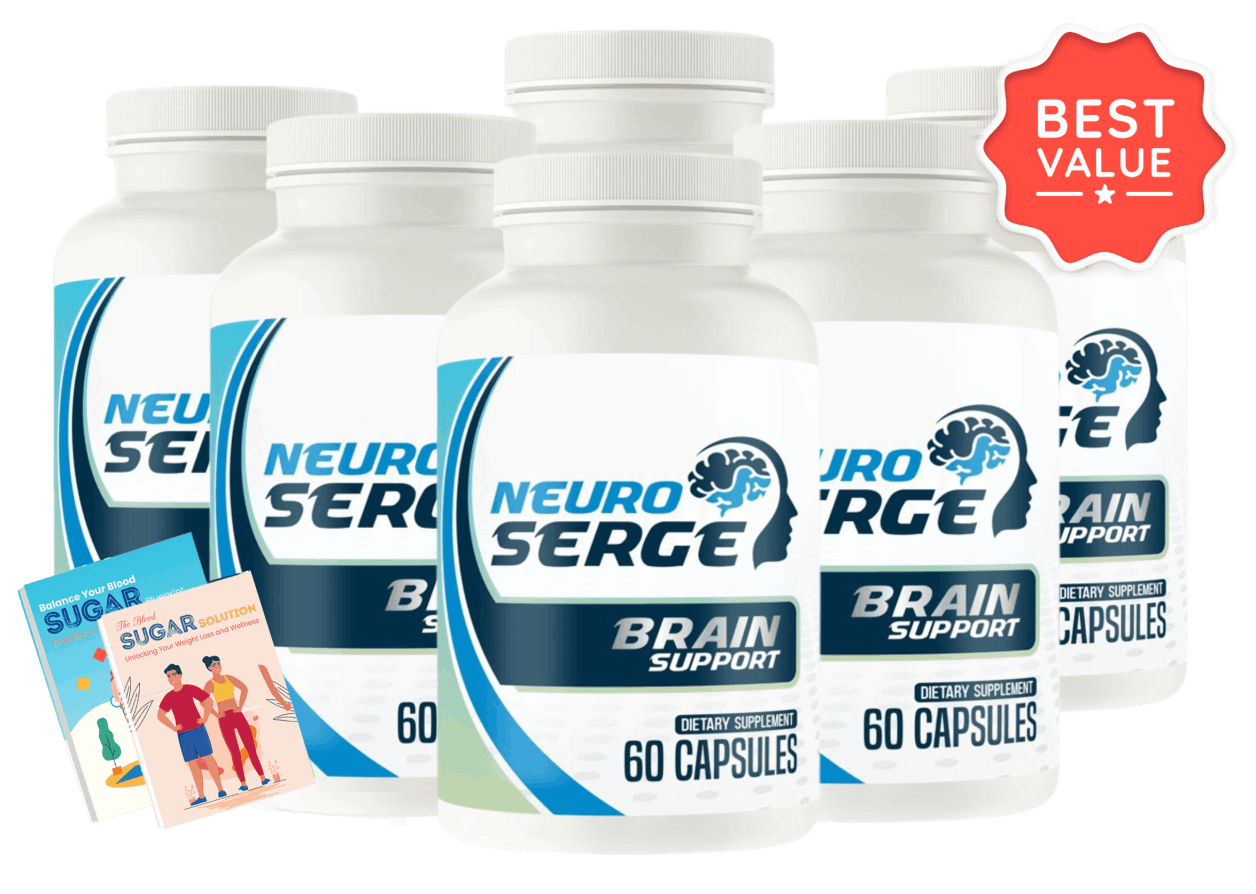Neuro Serge 6 bottle package with two bonus e-books, 180 day supply